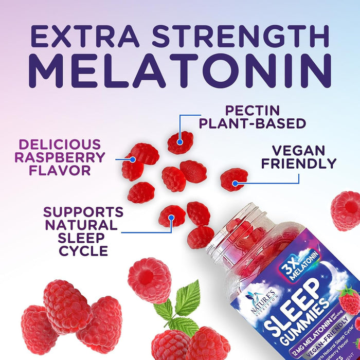 Melatonin Sleep Gummies - Extra Strength Sleep Gummy, 12 mg Melatonin, Natural Melatonin Gummy Sleeping Support Dietary Supplement for Adults, Vegan, Non-GMO, Natural Berry Flavor