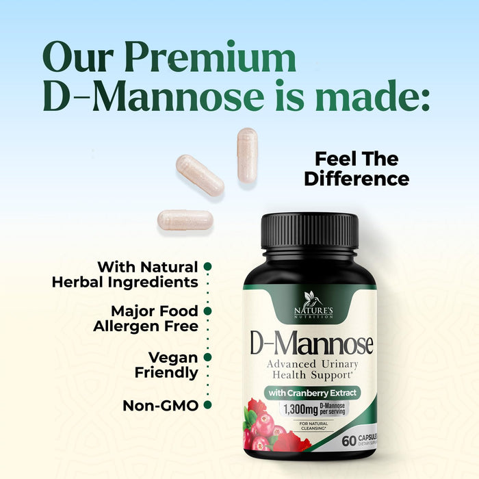 D-Mannose 1,350 mg with Cranberry & Hibiscus – 60 Capsules