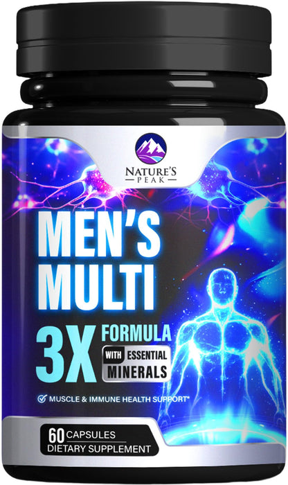 Men's Daily Multivitamin - Vitamins A, C, D, E, B12 + Zinc - 60 Capsules