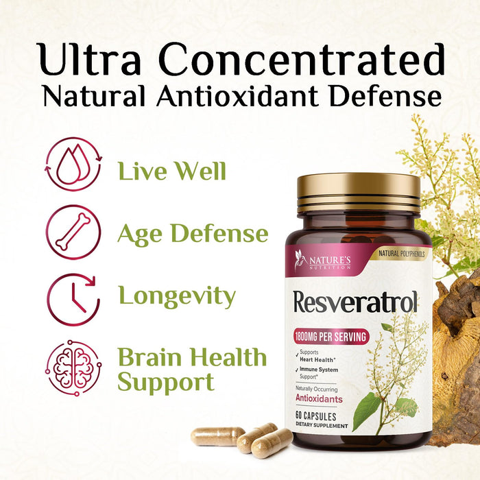 Resveratrol 1800mg – 60 Vegan Capsules