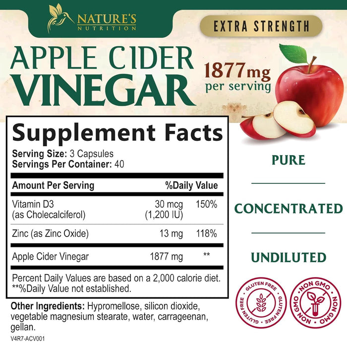 Apple Cider Vinegar Capsules for Detox and Cleanse, Digestion, and Immune Support, - 1300 mg per serving premium ACV Pills - Gluten Free, Keto Friendly, Non-GMO Supplement