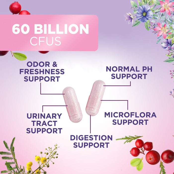 Probiotics for Women 60 Billion CFU - 16 Strains, Digestive Health, Vaginal pH & Immune Support, Prebiotics & Cranberry, Gut Health & Urinary Support, Shelf Stable Women's Probiotic - 120 Capsules