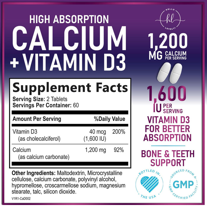 Calcium for Women 1200 mg + 1600 IU Vitamin D3 – 120 Tablets