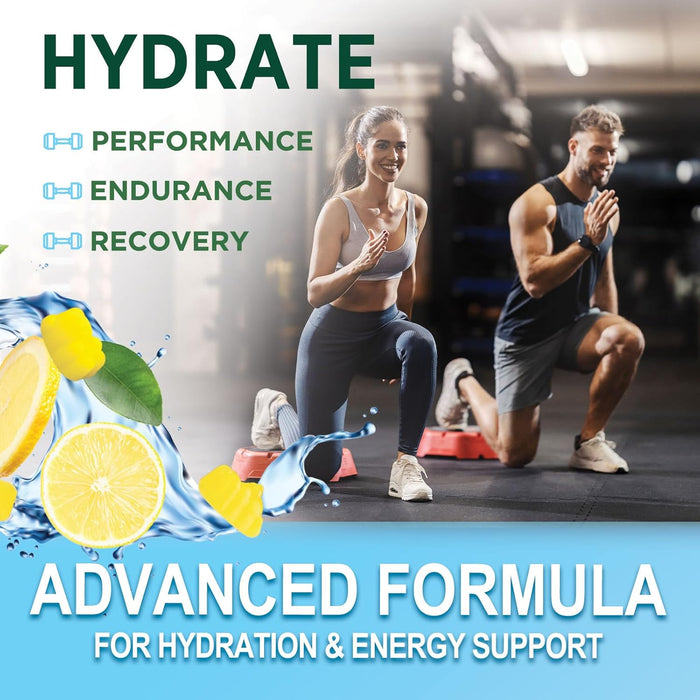 Hydration Electrolyte Gummies - Daily Liquid Replenisher Gummy - Electrolyte Multiplier with Minerals, Potassium & Real Salt - Vegan, Non-GMO - Tasty Lemon Flavor Hydration Electrolytes