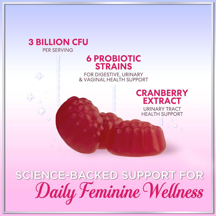 Hello Lovely! Probiotics for Women - Multi Strain Womens Probiotic Gummy w/Cranberry for Vaginal, Digestive, pH & Immune Health Support, 3 Billion CFU Prebiotic & Probiotic Supplement