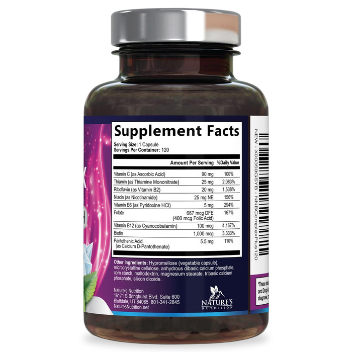 B Complex Vitamins Capsules with Vitamin B6 B12 B100 C Biotin Folate & Folic Acid – 120 Capsules
