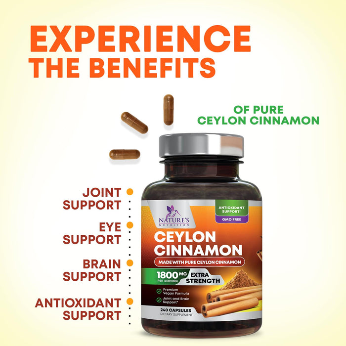 Organic Ceylon Cinnamon 1800mg – 240 Capsules