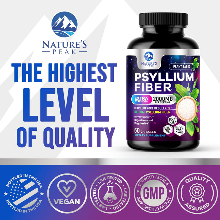 Psyllium Husk Fiber 1500mg – 60 Capsules