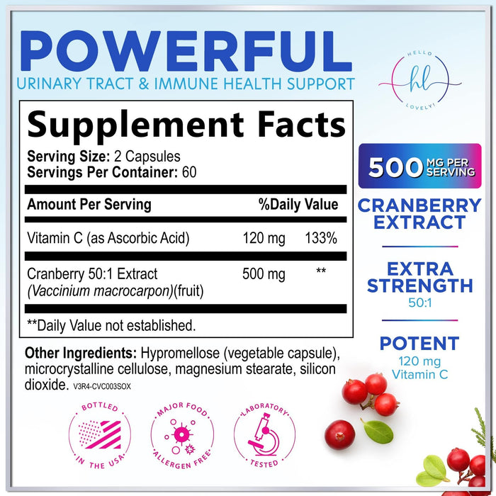 Cranberry 25,000mg Formula + Vitamin C – 120 Capsules