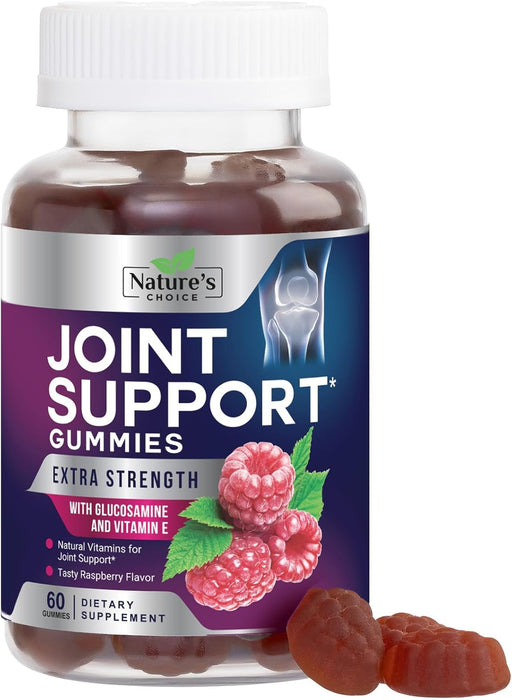 Nature's Choice Glucosamine Gummies Extra Strength Joint Support Gummy with Vitamin E - Naturally Assists Cartilage & Flexibility - Best Support Chew for Men and Women