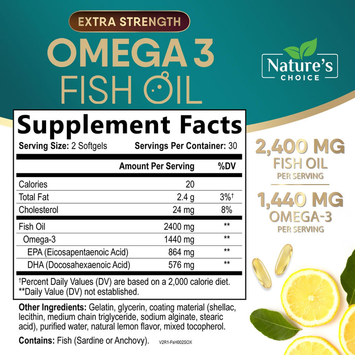 Omega-3 Fish Oil – 2400mg – 60 Softgels