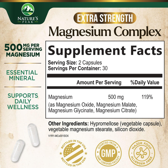 Magnesium Complex 500mg – 60 Capsules