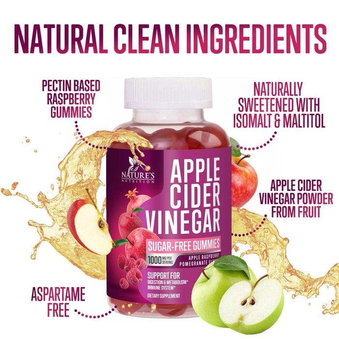 Apple Cider Vinegar Gummies Sugar Free 1000mg for Cleanse – 120 Gummies