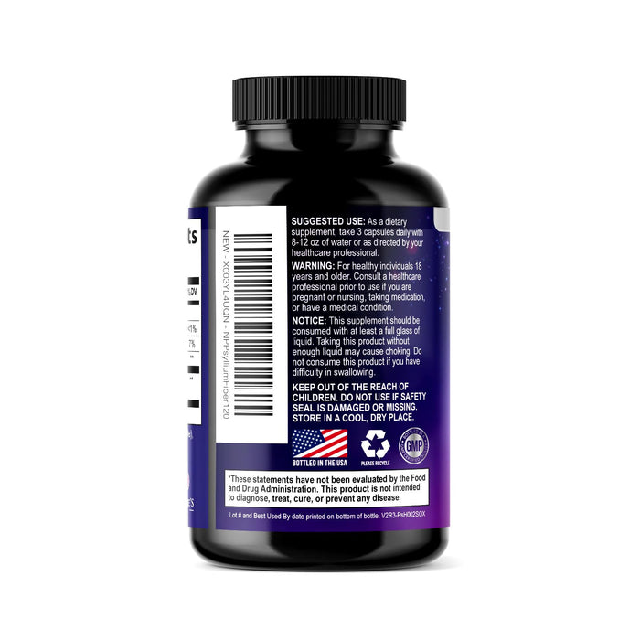 Psyllium Husk Fiber 1500mg – 120 Capsules
