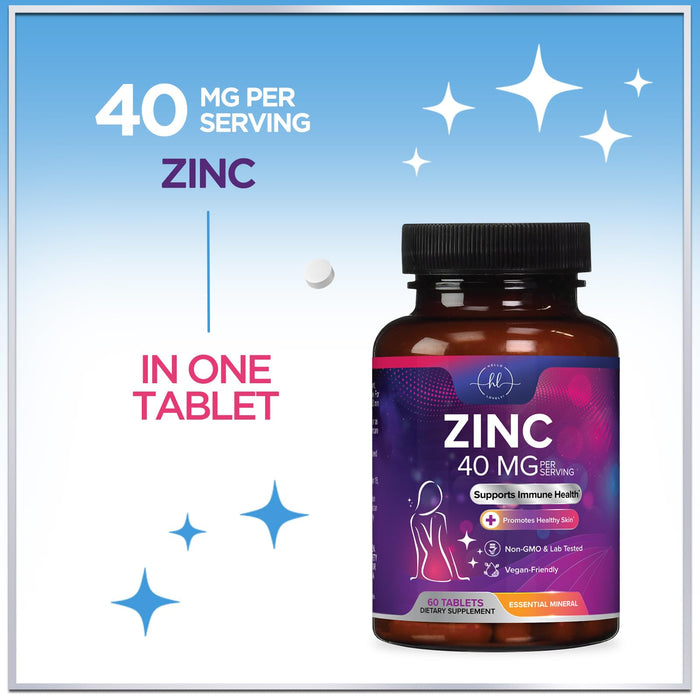 Zinc – 40mg – 60 Tablets