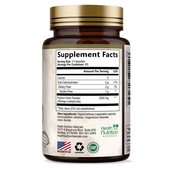 Psyllium Husk Fiber Capsules 1500mg – 180 Capsules