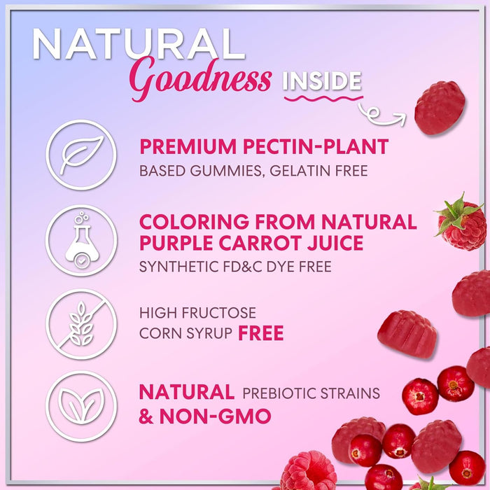Probiotics for Women Gummies with Cranberry - 6 Premium Strains for PH Balance, Digestive Health, Vaginal & Immune Support, 3 Billion CFU, Women's Probiotic Gummy for Feminine Health - 120 Gummies