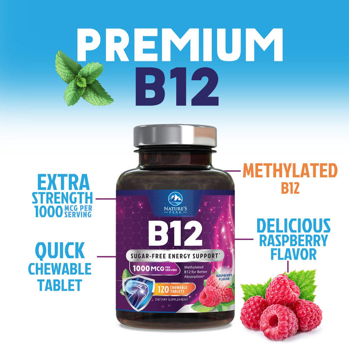 Vitamin B12 1000 mcg (Methylcobalamin) Super B 12 Complex – 120 Day Supply