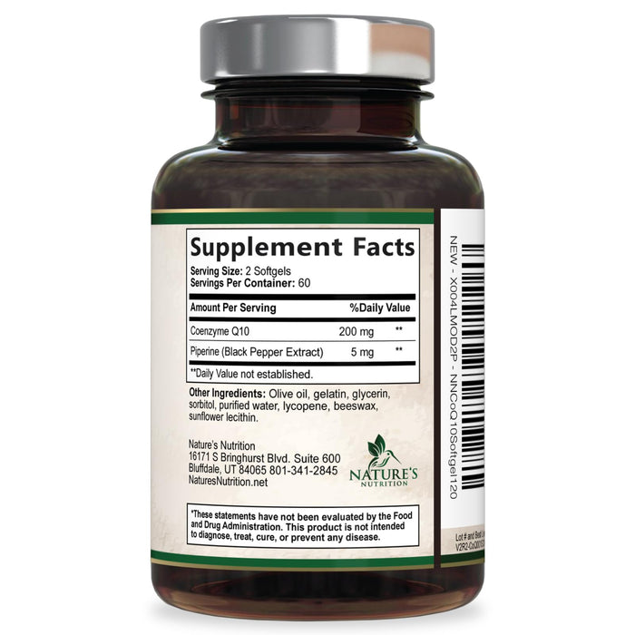 CoQ10 200mg Softgels – 120 Softgels