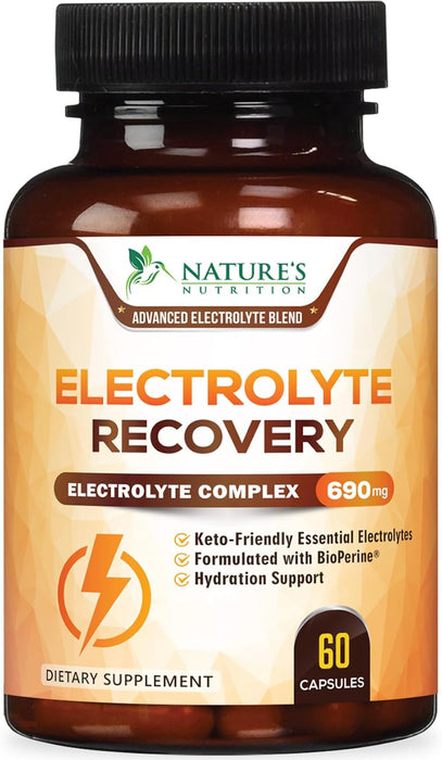 Electrolyte Capsules Extra Strength Salts 690mg - Keto, Cramps, Rehydration, Recovery - Made in USA - Electrolytes Replacement with Magnesium, Sodium, Potassium, Calcium