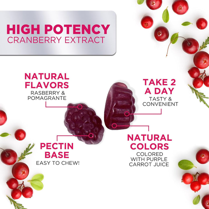 Nature's Nutrition Cranberry Urinary Tract Health Gummies + Vitamin C - 25,000mg - Triple Strength Cranberry Concentrate Extract Supplement Pills, Ultimate Potency, Non-GMO, Gluten Free