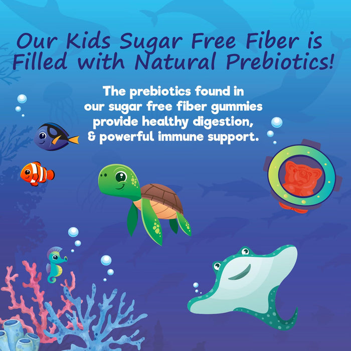 Kids Fiber Gummies â€“ Sugar Free Prebiotic Fiber Supplement for Digestive Health, Regularity & Immune Support â€“ 4g Plant-Based Fiber â€“ Natural Raspberry Flavor â€“ Vegan, Gluten-Free â€“ 60 Gummies