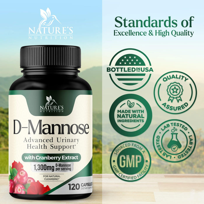 D-Mannose 1,350 mg with Cranberry & Hibiscus – 120 Capsules