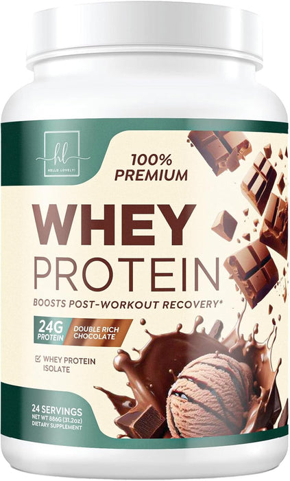 100% Whey Protein Powder, Creamy Vanilla Whey Isolate 26g Protein & BCAAs - Support Muscle Growth, Recovery & Fitness - Gluten Free, Fast Absorbing, Easy Digesting - Women & Men - 24 Servings