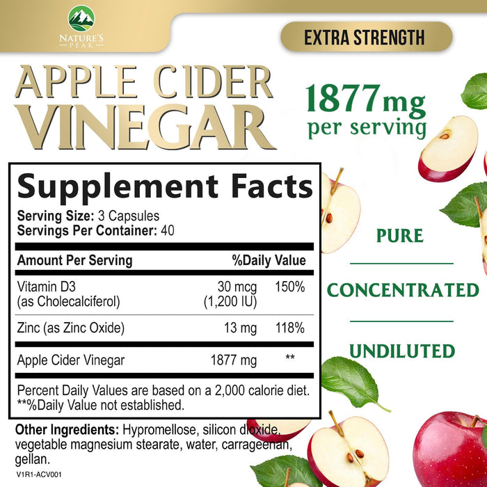 Apple Cider Vinegar Capsules ACV 1877mg – 120 Capsules