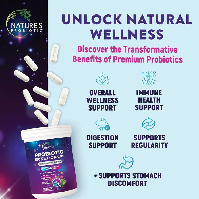 Probiotic Pills 100 Billion CFU Prebiotics, Acidophilus Probiotics Supports Immune System Digestive Health, Supports Occasional Constipation & Bloating, Daily Supplement for Women & Men