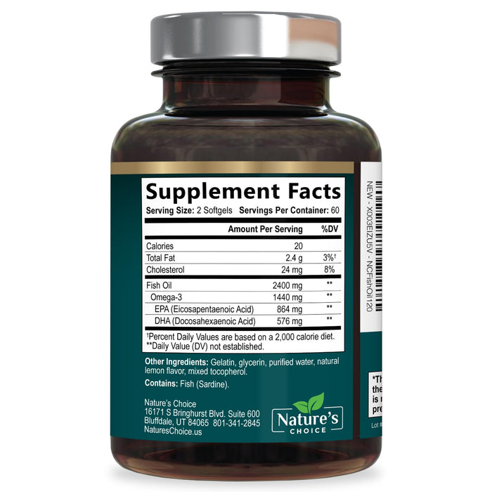 Omega-3 Fish Oil – 2400mg – 120 Softgels