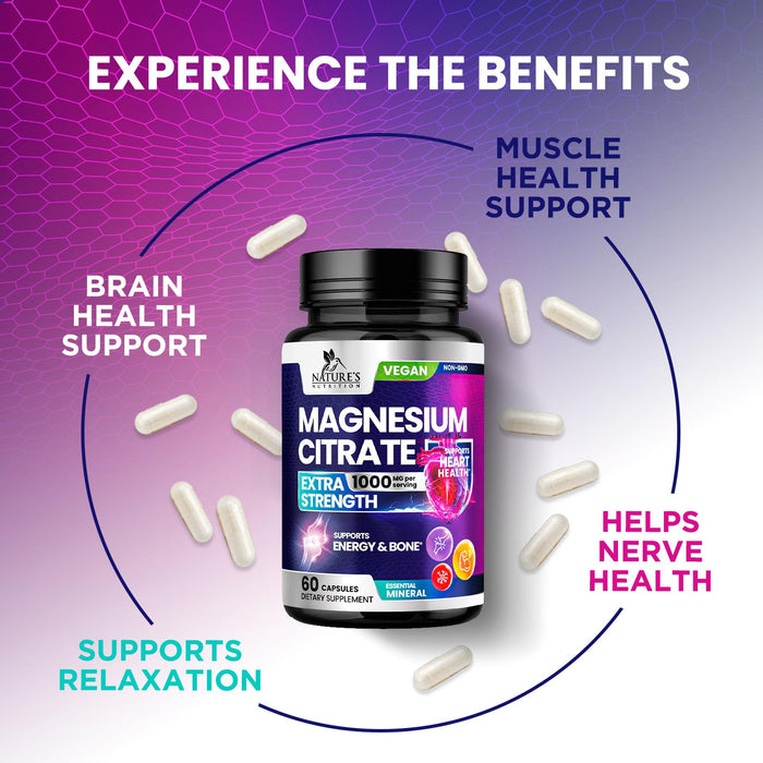 Magnesium Citrate 1000 mg for Absorption – 60 Capsules