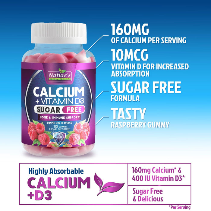 Sugar Free Chewable Calcium Gummy Vitamins – 400 IU – 60 Gummies