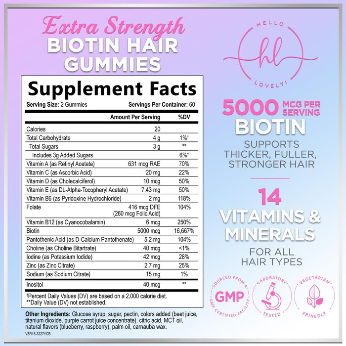 Hair Vitamins Gummies – 5000mcg – 120 Gummy