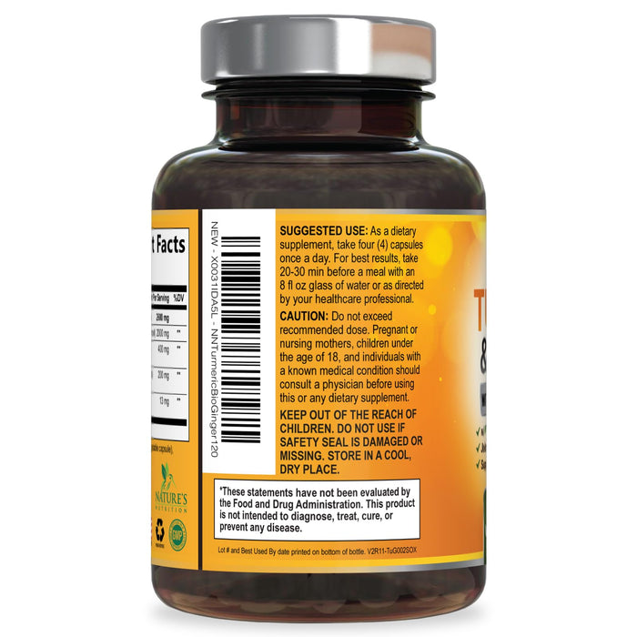 Turmeric Curcumin 2600mg with Organic Ginger & Turmeric – 120 Capsules