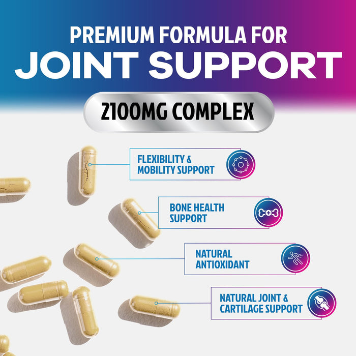 Glucosamine Chondroitin MSM 2100mg Complex - Joint Health Supplement with Turmeric & Boswellia - Quercetin for Cartilage, Flexibility & Mobility - Triple Strength Glucosamine Sulfate - 240 Capsules