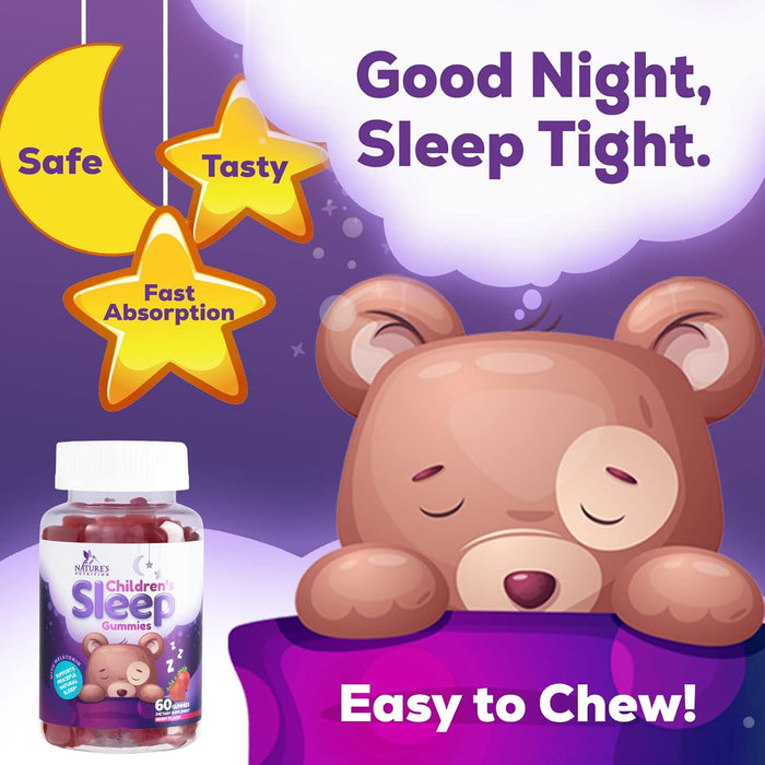 Kids Sleep Gummies, 2mg Melatonin, Nature's Effective & Drug-Free Restful Sleep Support Supplement, Childrens Melatonin Gummy for Ages 4 & Up, Vegan, Non-GMO, Natural Color & Berry Flavor - 60 Gummies