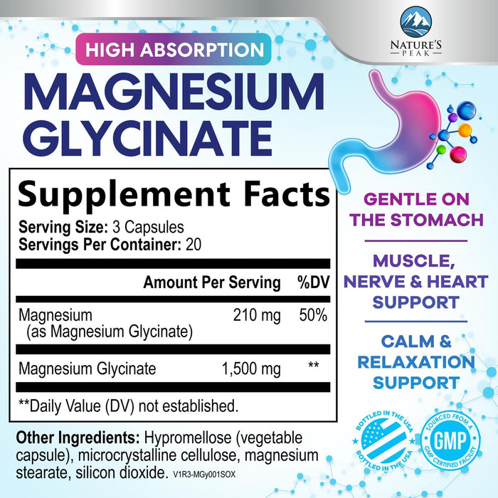 Magnesium Glycinate Chelated – 60 Tablets