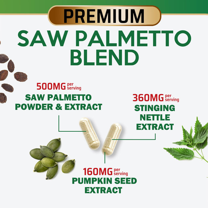 Saw Palmetto for Men 1000MG Prostate Health – 120 Capsules