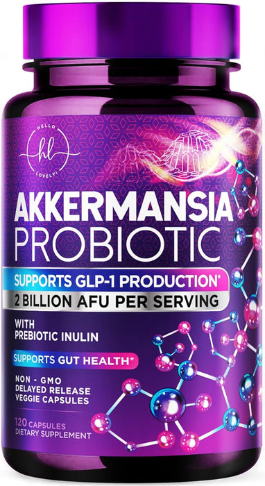 Akkermansia Probiotic Supplement with Prebiotic Inulin Fiber - 2 Billion AFU to Support GLP-1 Production, Digestive Health, Immune Support - Akkermansia Muciniphila Good Gut Health