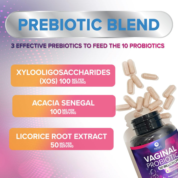 Vaginal Probiotics for Women pH Balance with Prebiotics 50 Billion CFU – 60 Capsules