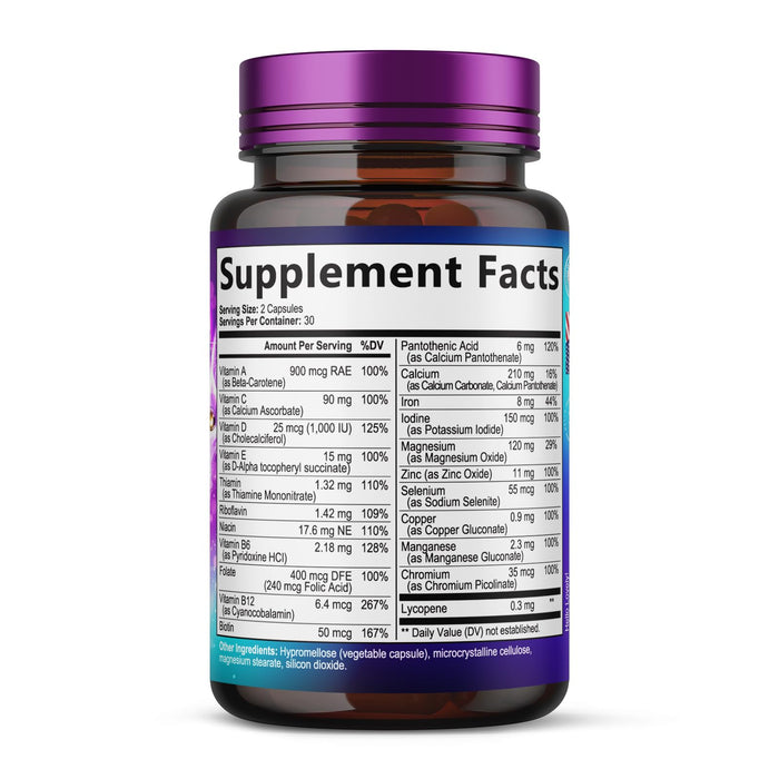Multivitamin for Women - 3X Strength Daily Women Multivitamin, Vitamins A, D, C, E, Biotin, Folic Acid, Calcium, & Iron, Complete Multi Vitamin for Beautiful Hair & Skin, Bottled in USA, 60 Capsules