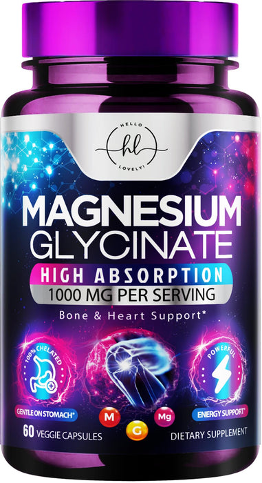 Magnesium Glycinate 1000mg | | Chelated to Support Bone – 60 Capsules