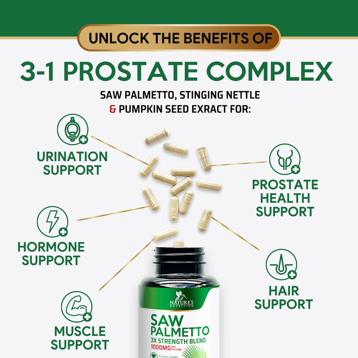 Saw Palmetto for Men 1000MG Prostate Health – 120 Capsules