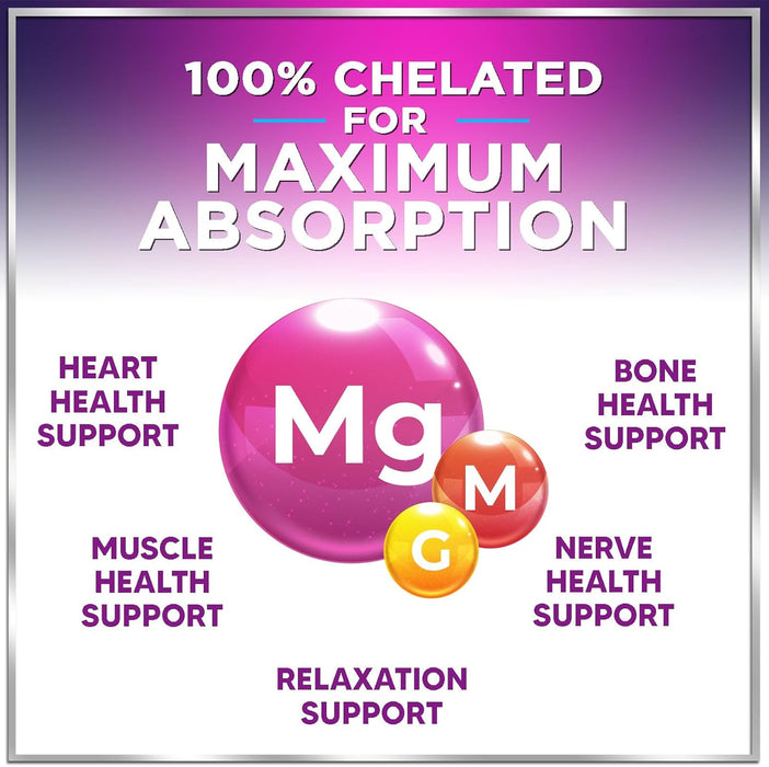 Magnesium Supplement for Women & Men - 140mg Total Magnesium from 1000mg Magnesium Glycinate to Support Muscle, Nerve, Bone & Heart Health - Natural, Vegan, High Absorption & Chelated