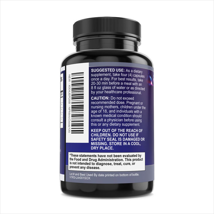 Nitric Oxide Formula with L-Arginine + Citrulline – 3000mg – 120 Capsules