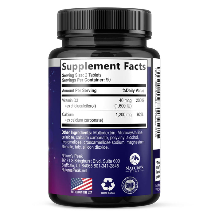 Calcium 1200 mg with Vitamin D3 – 180 Tablets