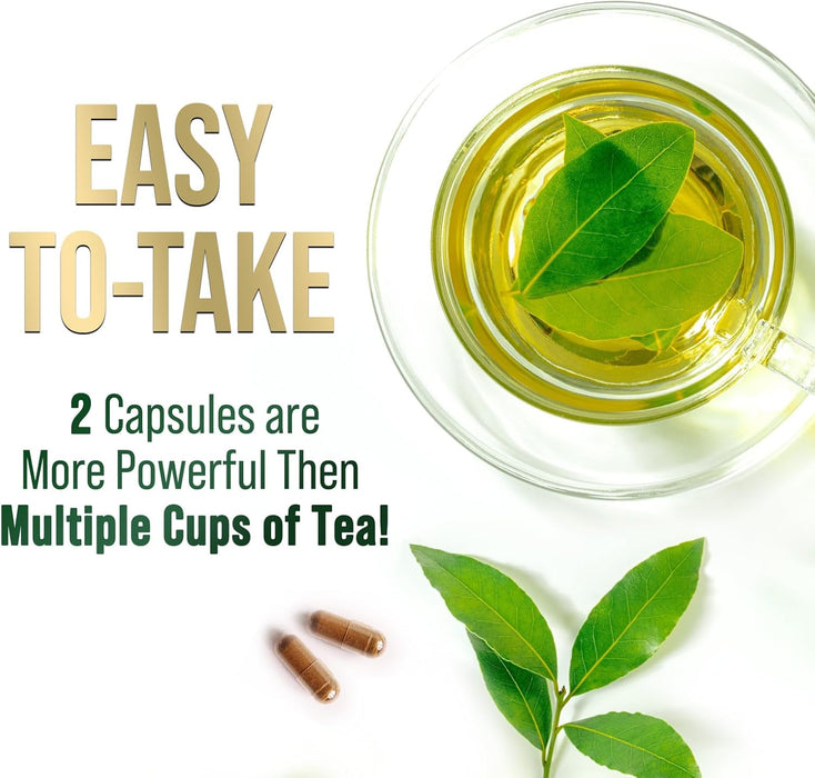Green Tea Extract Capsules 1000mg 98% Standardized EGCG - 3X Strength for Natural Energy - Heart Support with Polyphenols - Gentle Caffeine