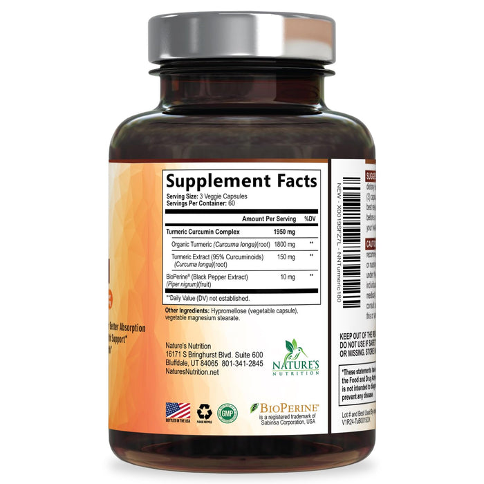 Turmeric Curcumin 1950mg – 180 Capsules