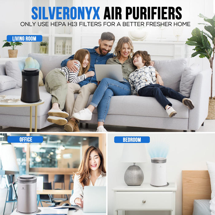 Air Purifier for Home Large Room â€“ Covers Up to 500 Sq Ft, 5-in-1 HEPA Filter System for Allergies, Pets, Smoke, Remove Dust & Odor â€“ Quiet Sleep Mode, High Filtration Efficiency â€“ SILVERONYX, Black